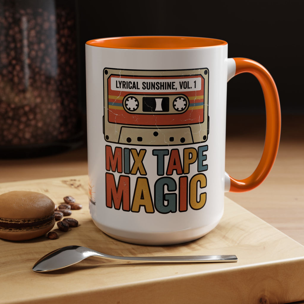 Mix Tape Magic Accent Coffee Mug — Retro Cassette 'Lyrical Sunshine, Vol. 1'