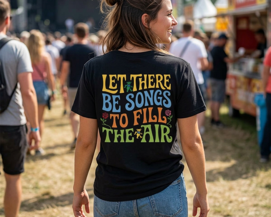 Let There Be Songs T‑Shirt — Retro Floral Music Quote Tee