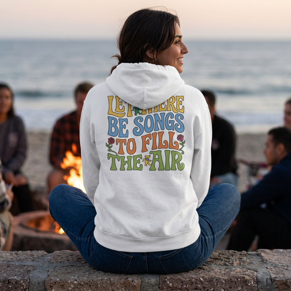 Let There Be Songs Hoodie — Retro Floral Music Quote Hooded Sweatshirt