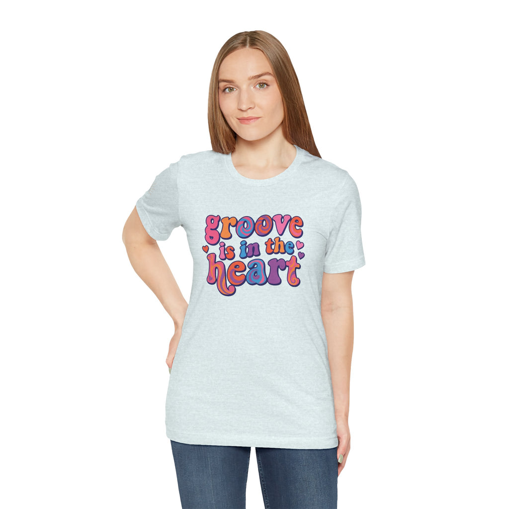 Groove Is in the Heart T‑Shirt — Retro 70s Psychedelic Heart Graphic Tee