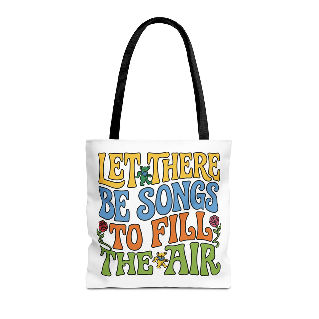 Let There Be Songs Tote Bag — Retro Floral Song Lyrics Canvas Tote