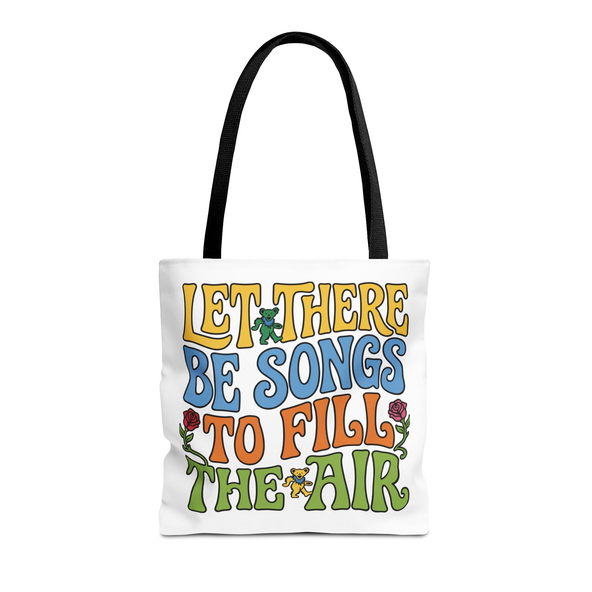 Let There Be Songs Tote Bag — Retro Floral Song Lyrics Canvas Tote