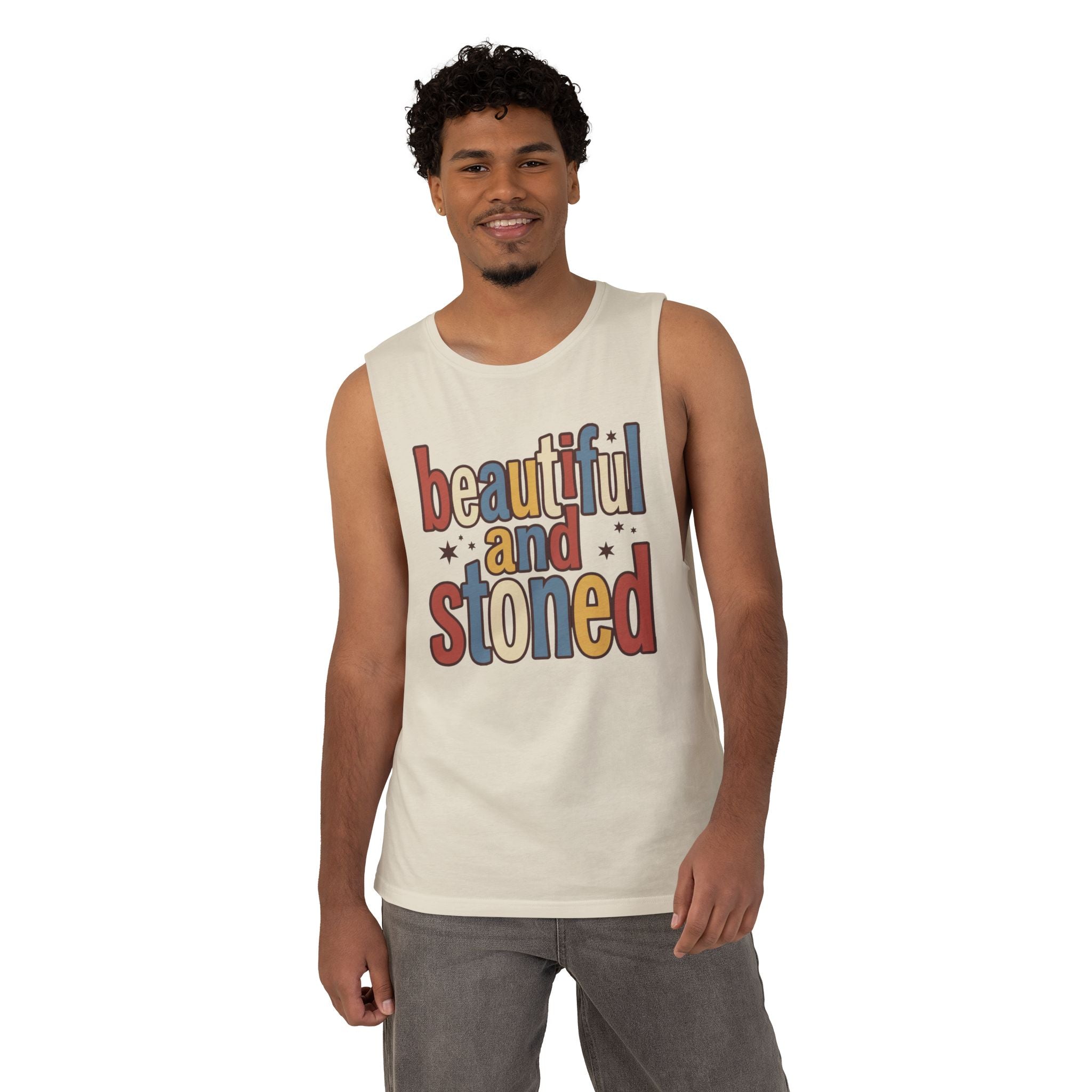 Beautiful and Stoned Tank Top — Retro Graphic Muscle Tank