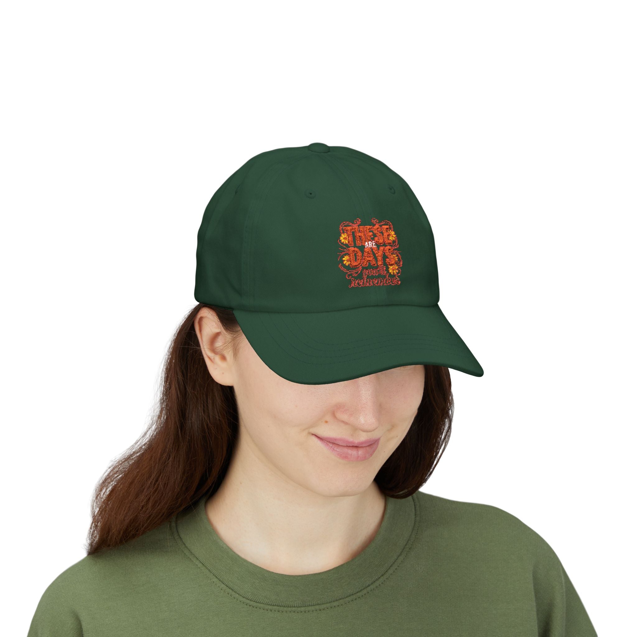 Dad Cap — 'These Are Days' Retro Floral Embroidered Baseball Hat