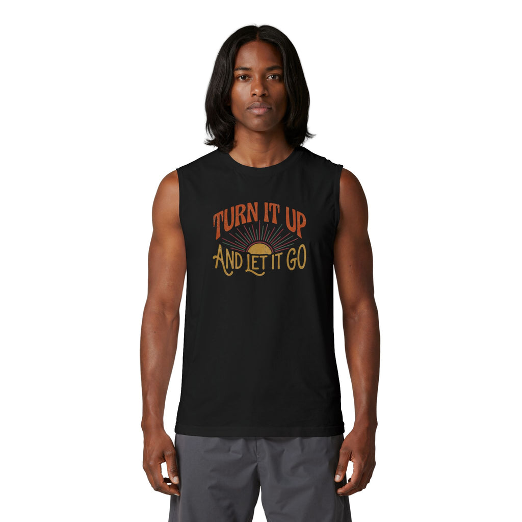 Turn It Up Muscle Tank — "Turn It Up and Let It Go" Retro Graphic Tank Top