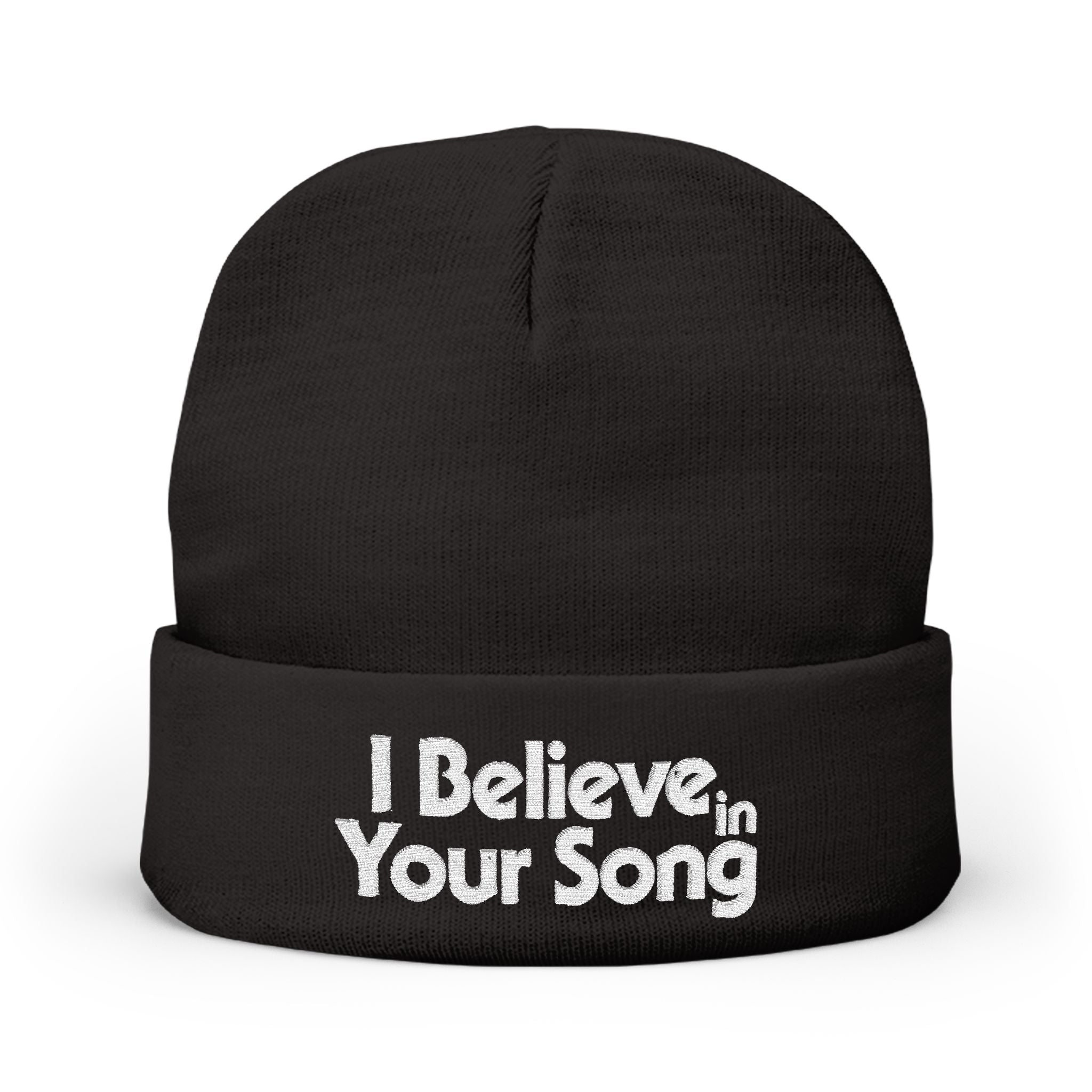 I Believe in Your Song Embroidered Knit Beanie
