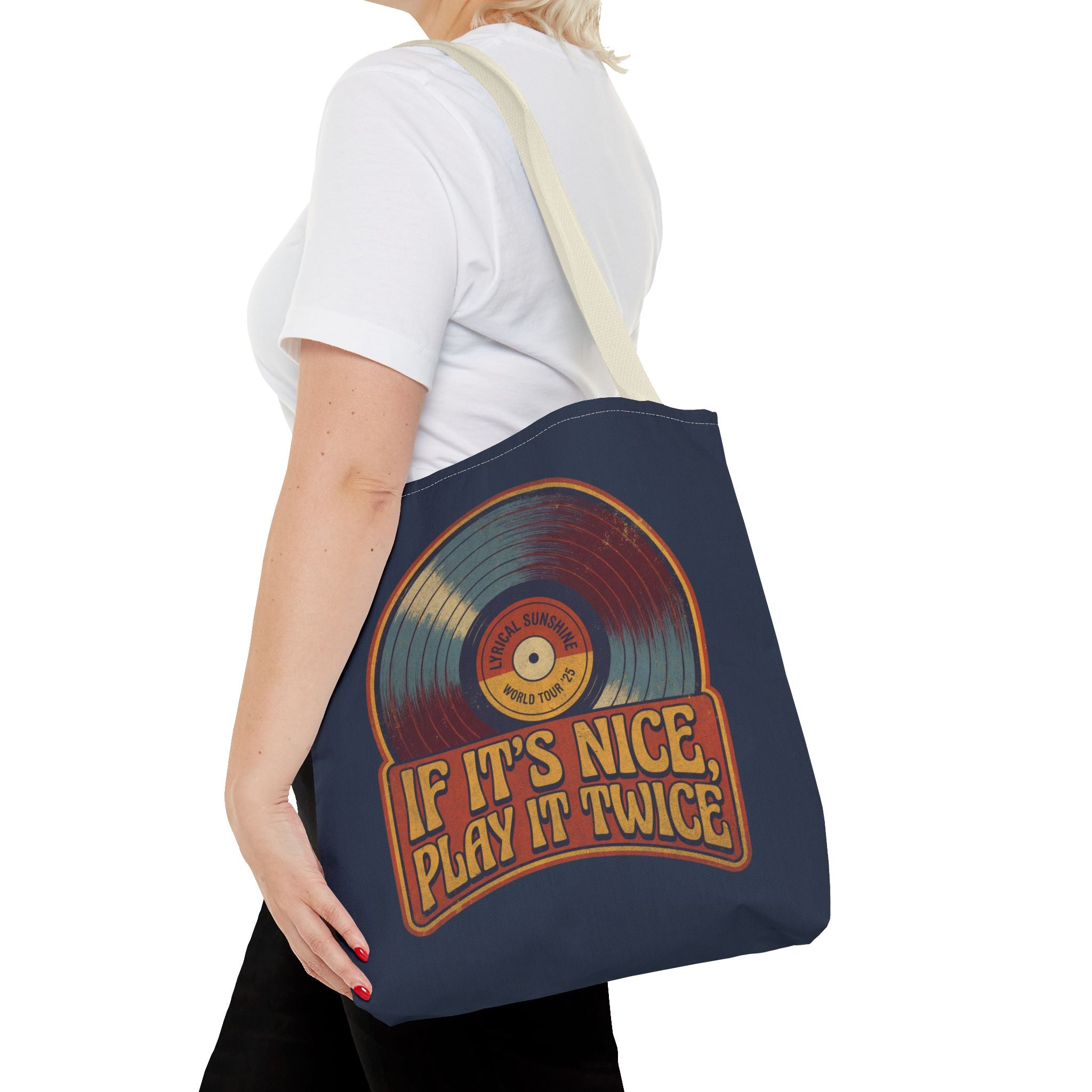 Record Lover Tote Bag - "If It's Nice, Play It Twice" Vintage Vinyl Shopper