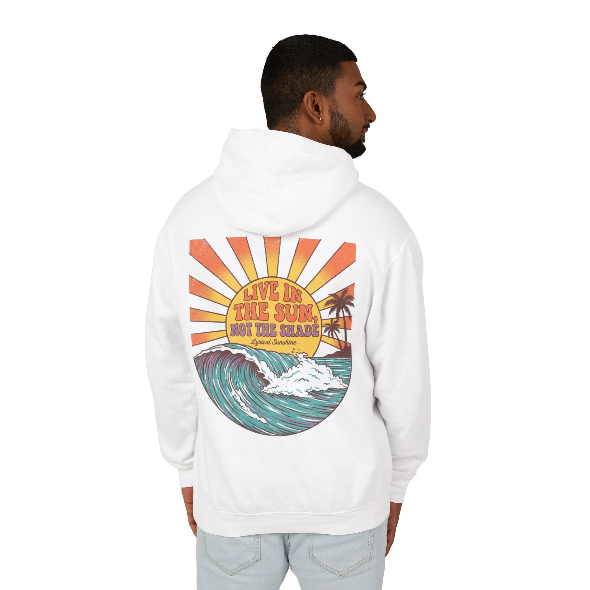 Sunset Surf Hoodie – “Live in the Sun, Not the Shade” Graphic Hoodie