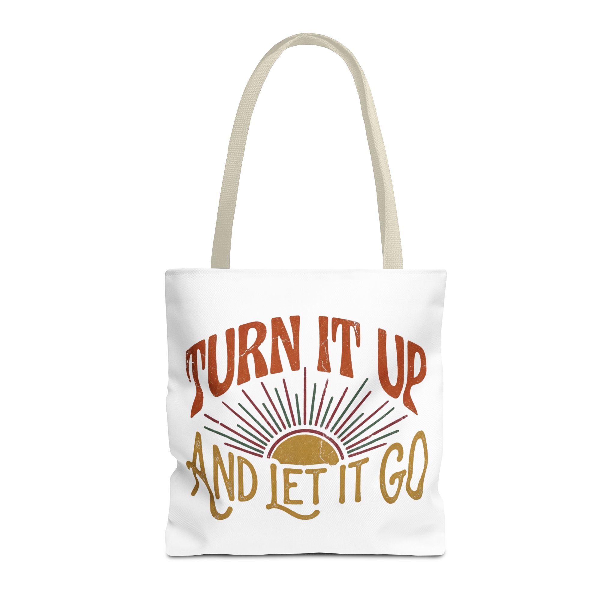 Tote — "Turn It Up and Let It Go" Retro Sunset Tote Bag