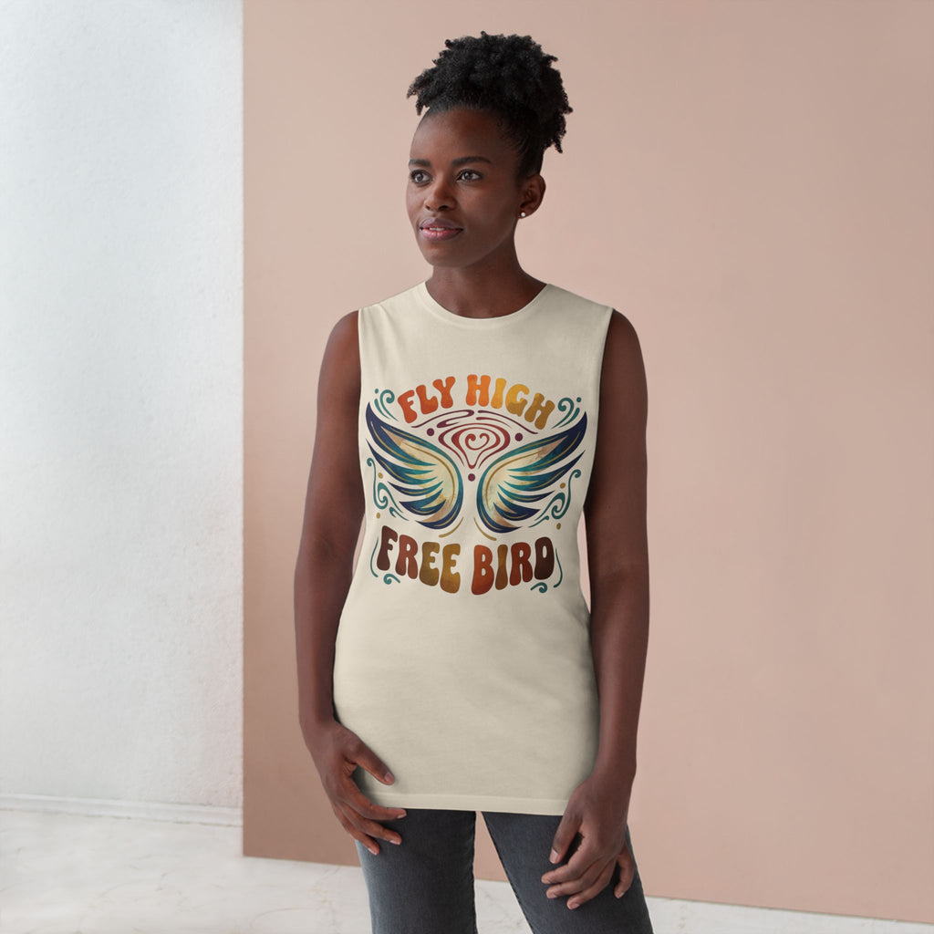 Free Bird Tank Top — 'Fly High Free Bird' Graphic Muscle Tee