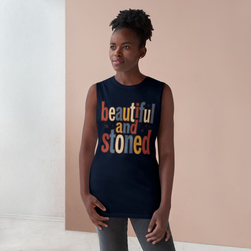 Beautiful and Stoned Tank Top — Retro Graphic Muscle Tank