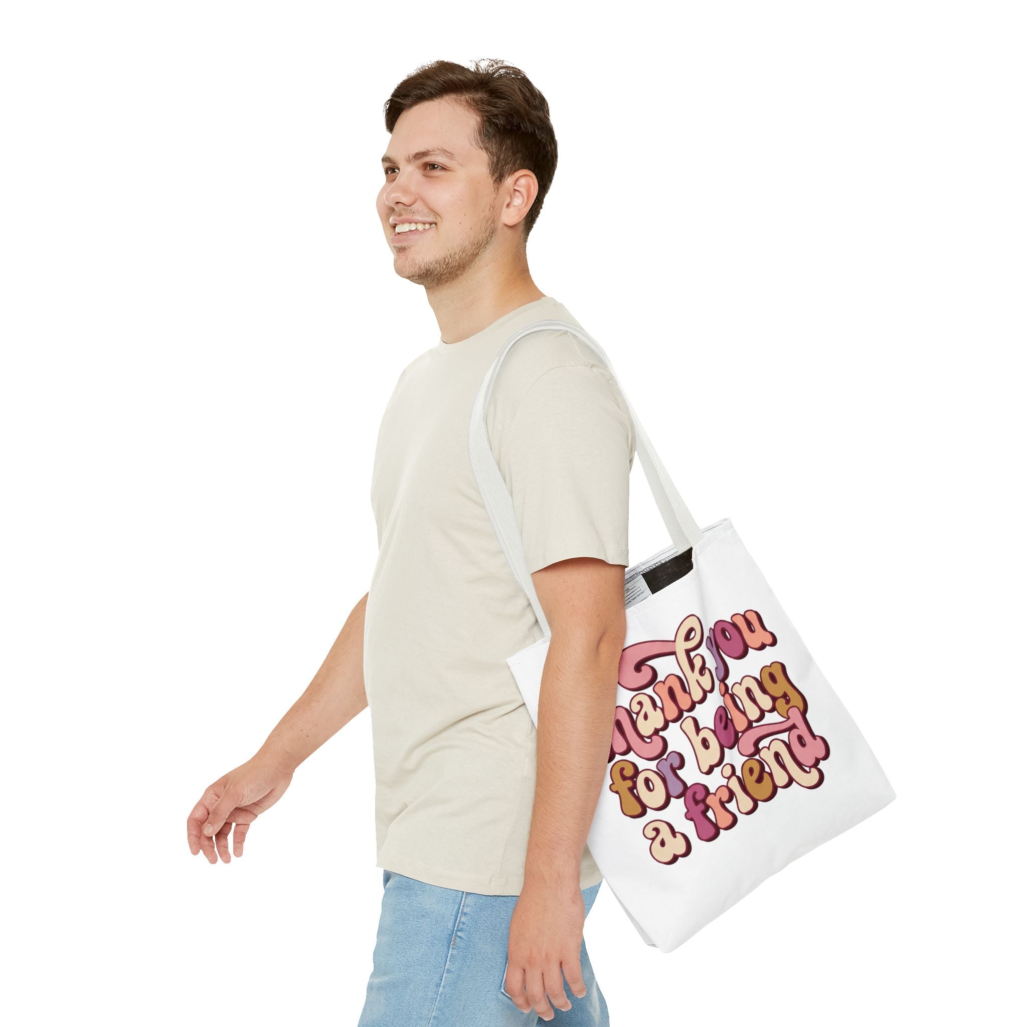 Thank You for Being a Friend Tote Bag — Retro Friendship Gift, 70s Groovy Thank You Design