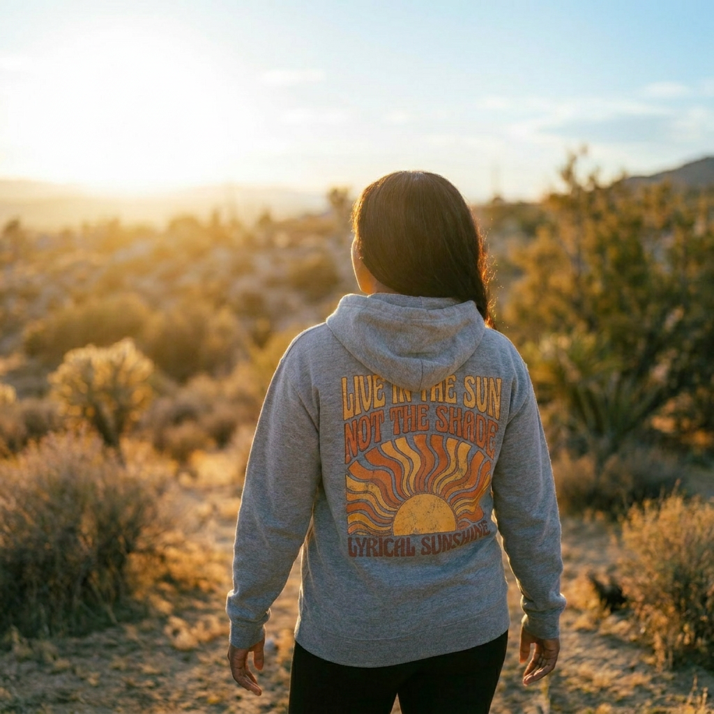 Live in the Sun Not the Shade Retro Graphic Sunshine Hoodie