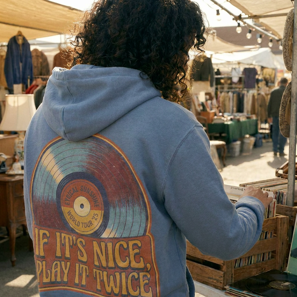Hoodie — Vintage Vinyl “If It’s Nice, Play It Twice” Retro Record Graphic