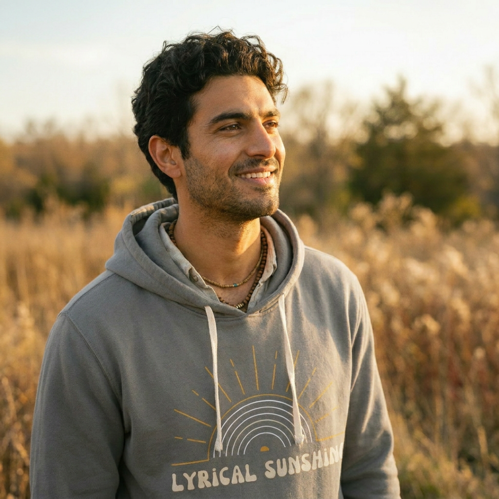 Lyrical Sunshine Hoodie Retro Sun Graphic Lightweight Hooded Sweatshirt