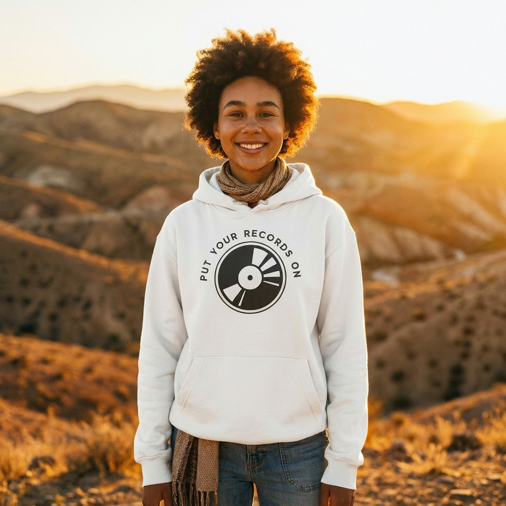 Put Your Records On Lightweight Hooded Sweatshirt