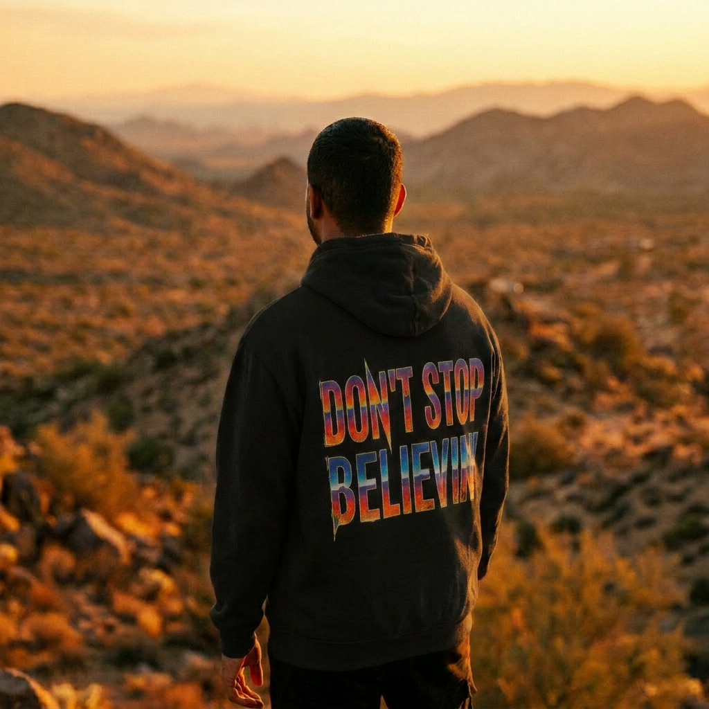 Don't Stop Believin' Lightweight Unisex Hooded Sweatshirt