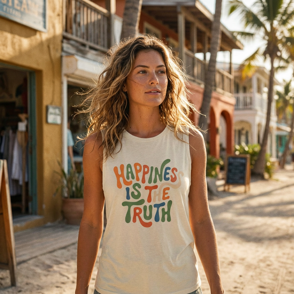 Happiness Is The Truth Graphic Tank Top
