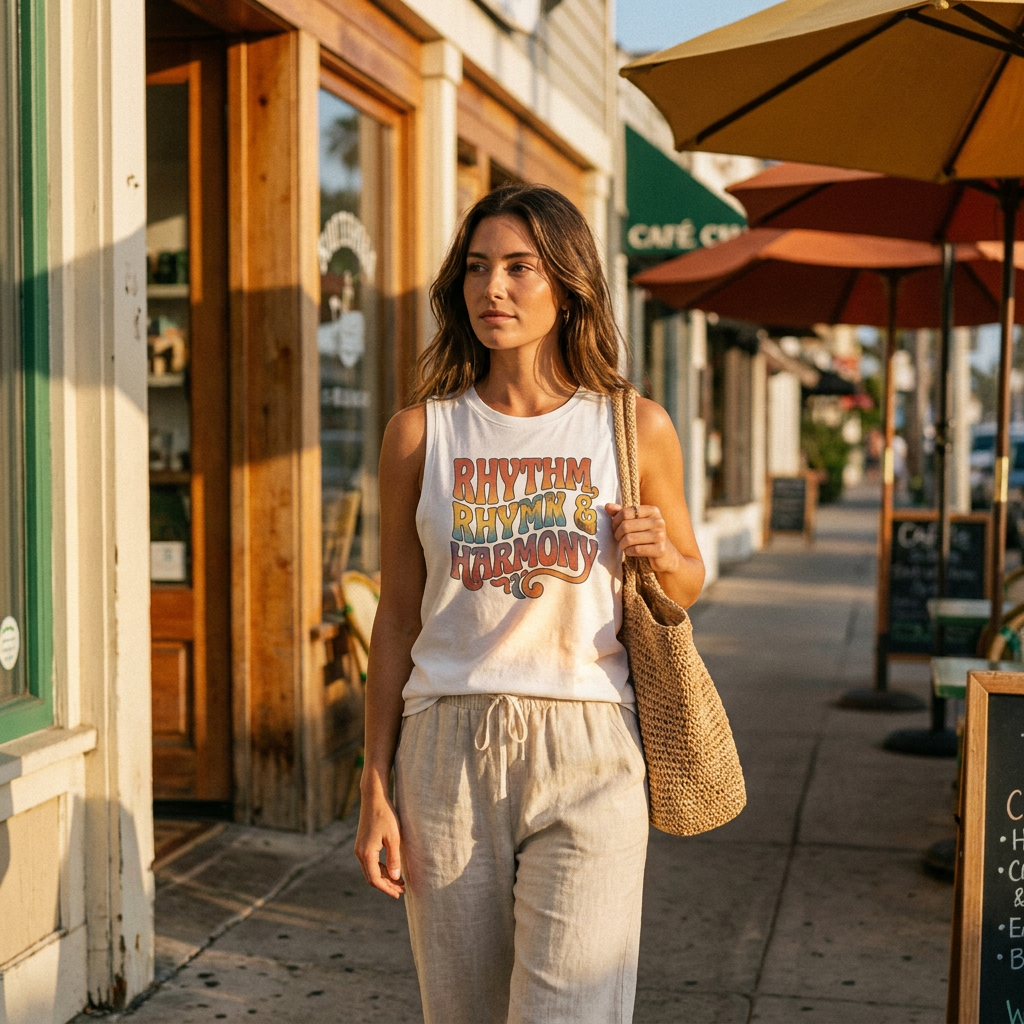 Rhythm, Rhyme & Harmony Retro Music Tank Top
