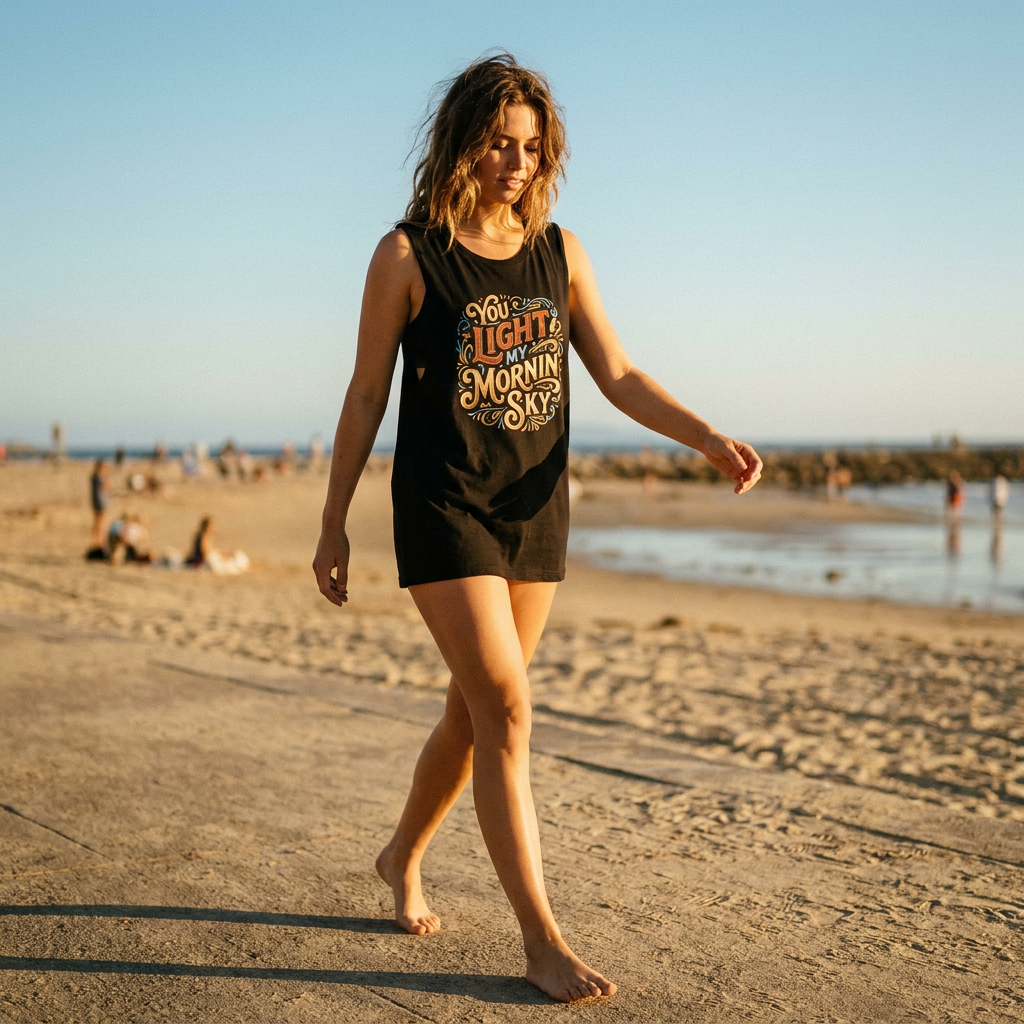 You Light My Mornin' Sky Tank Top — Vintage Hand-Lettered Love Graphic