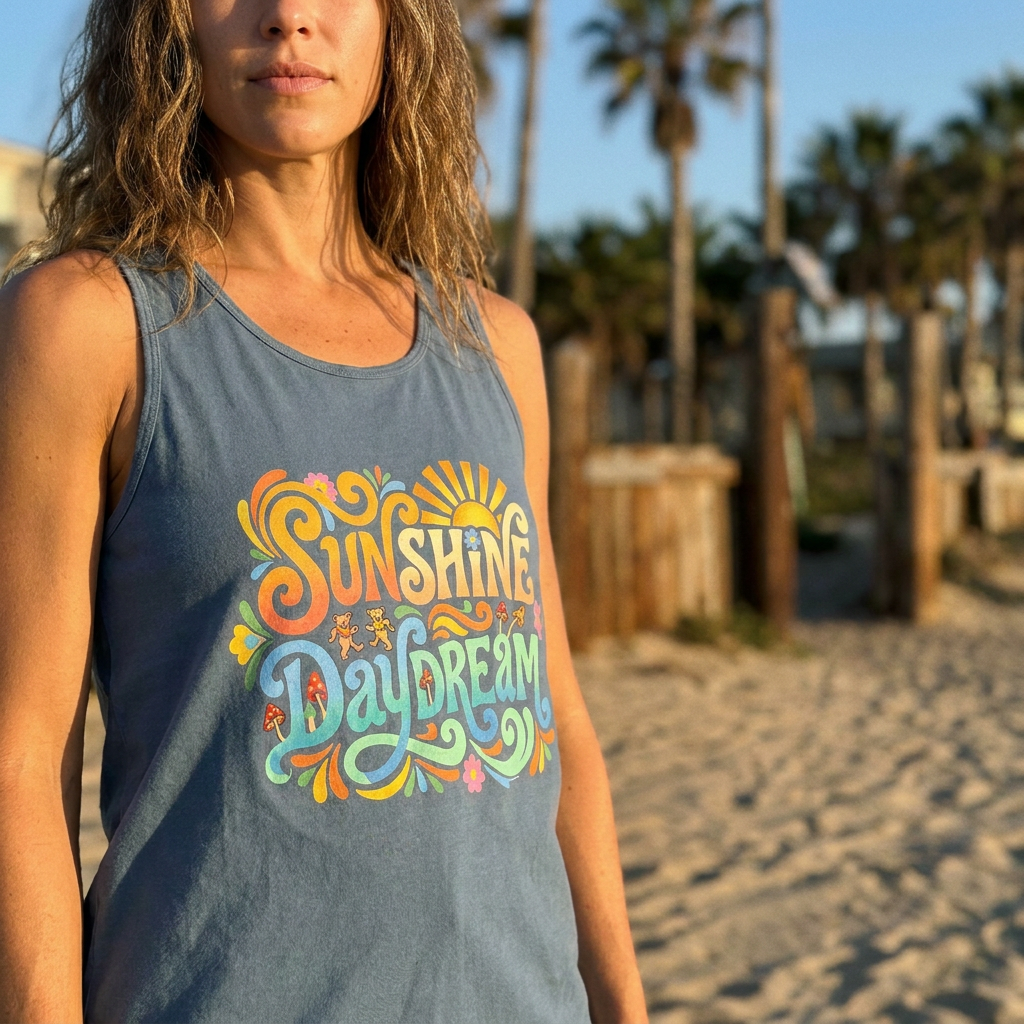 Sunshine Daydream Tank Top — Retro Floral Summer Graphic Tank