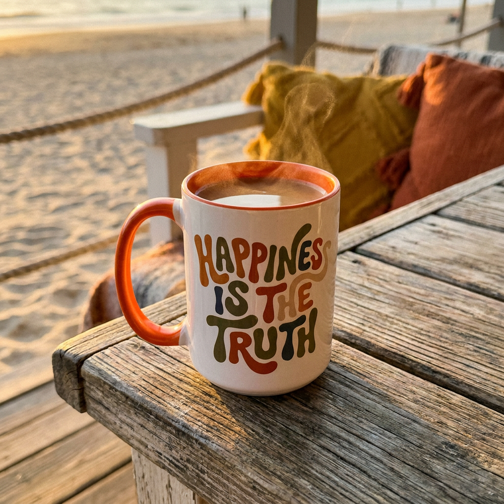Happiness Is The Truth Accent 15oz Coffee Mug