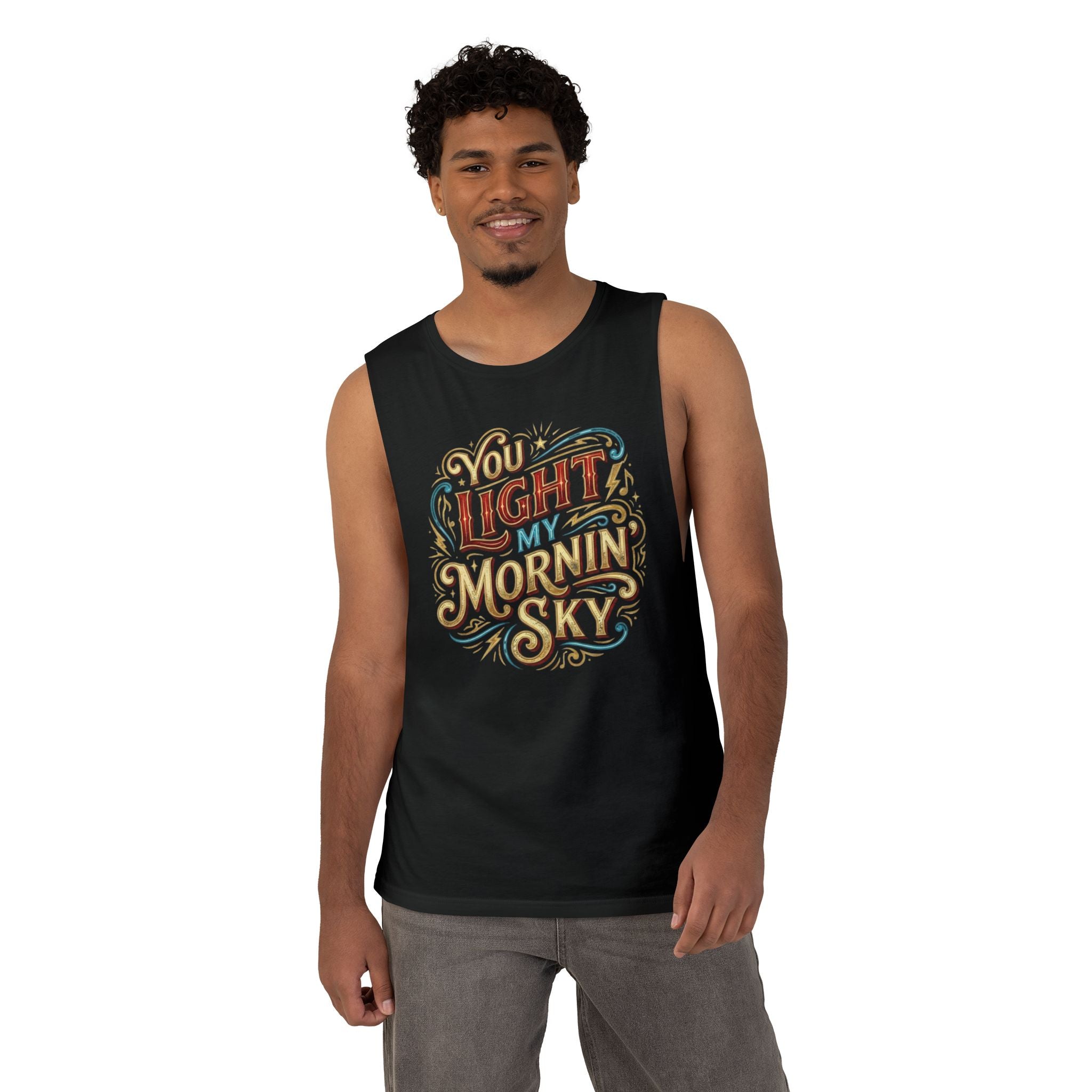 You Light My Mornin' Sky Tank Top — Vintage Hand-Lettered Love Graphic