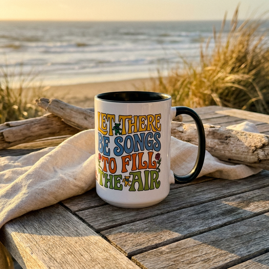 Coffee Mug — "Let There Be Songs to Fill the Air" Retro Floral Accent Mug