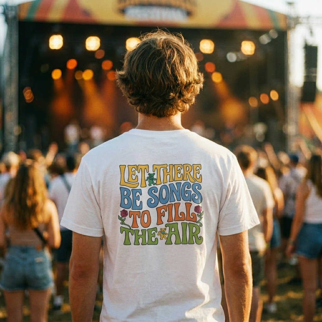 Let There Be Songs T‑Shirt — Retro Floral Music Quote Tee