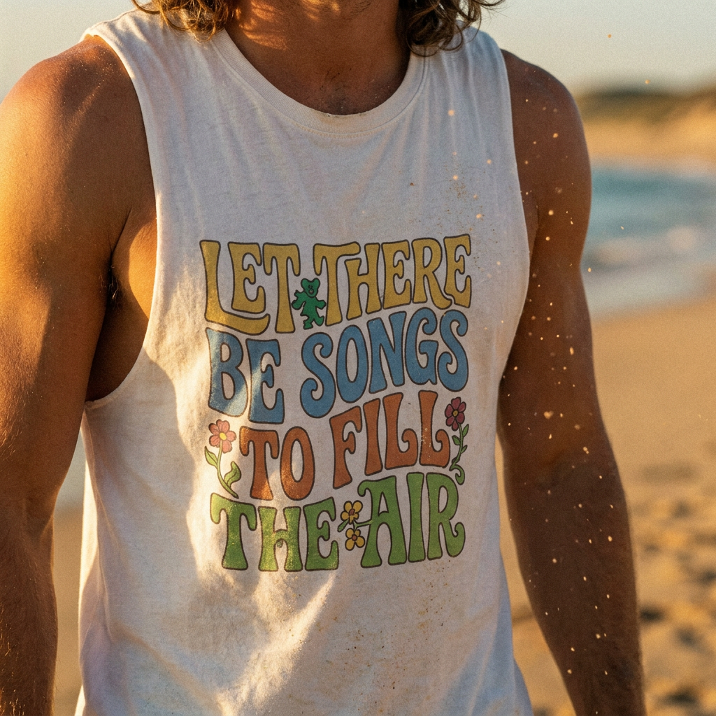 Barnard Tank — "Let There Be Songs to Fill the Air" Retro Floral Music Tank Top