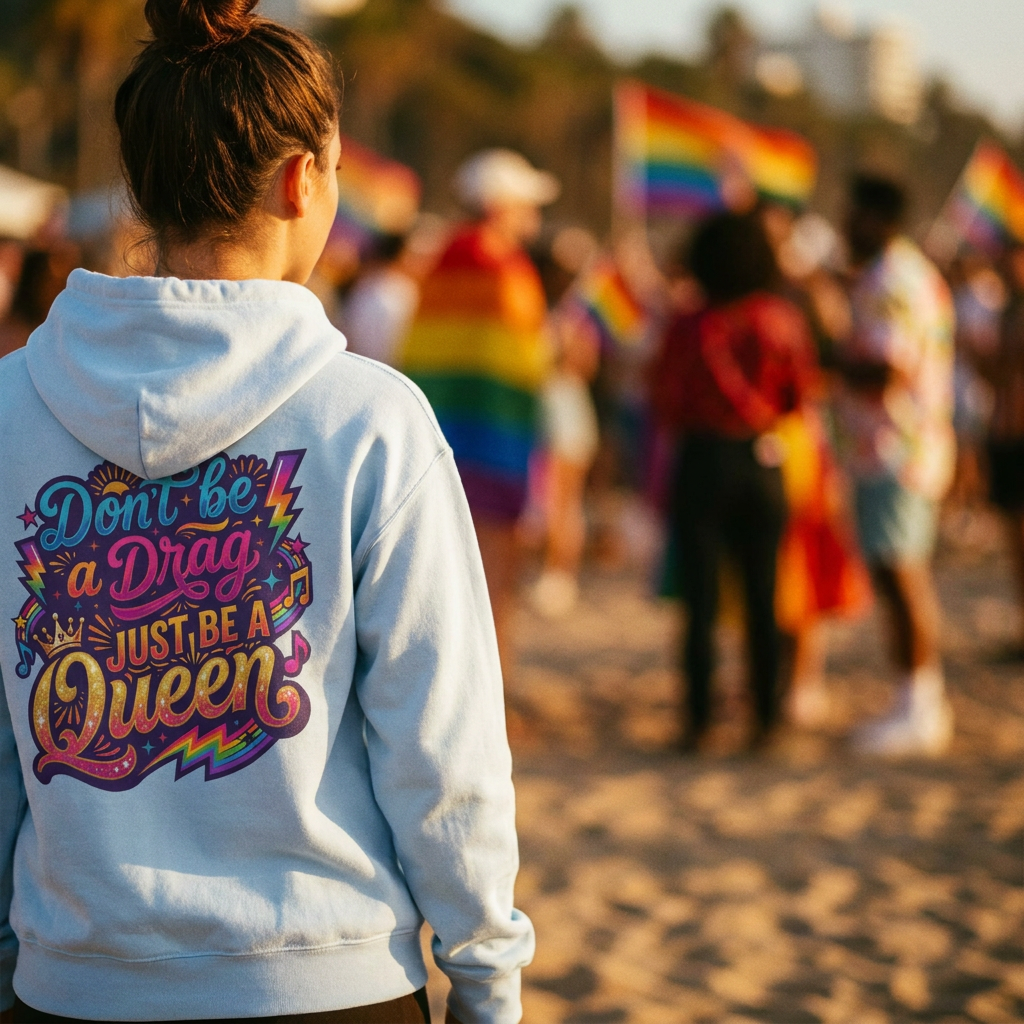 Don’t Be a Drag Just Be a Queen Hoodie — Colorful Pride Graphic Hoodie