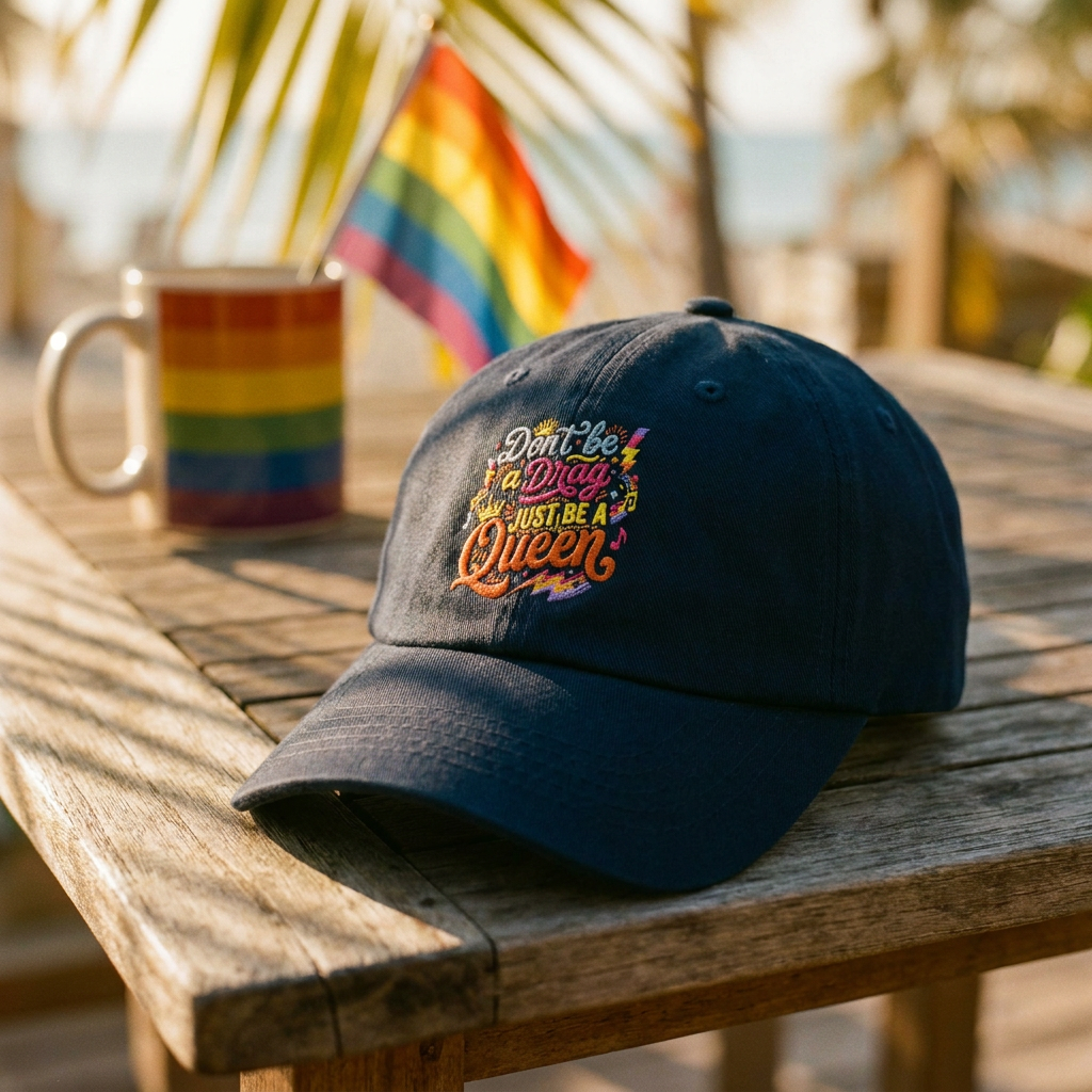 Dad Cap — "Don't Be a Drag, Just be a Queen" Embroidered Positive Message Hat