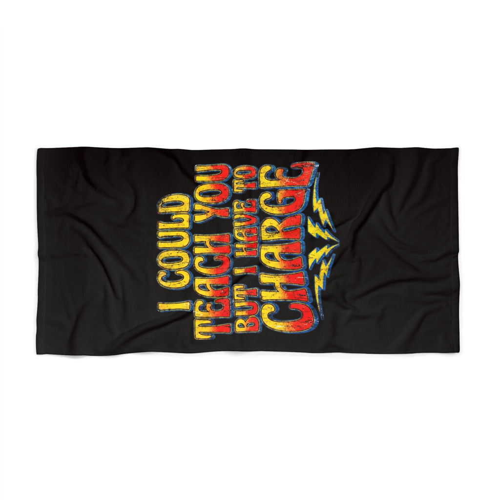 I Could Teach You More Beach Towel — Retro Lightning Graphic