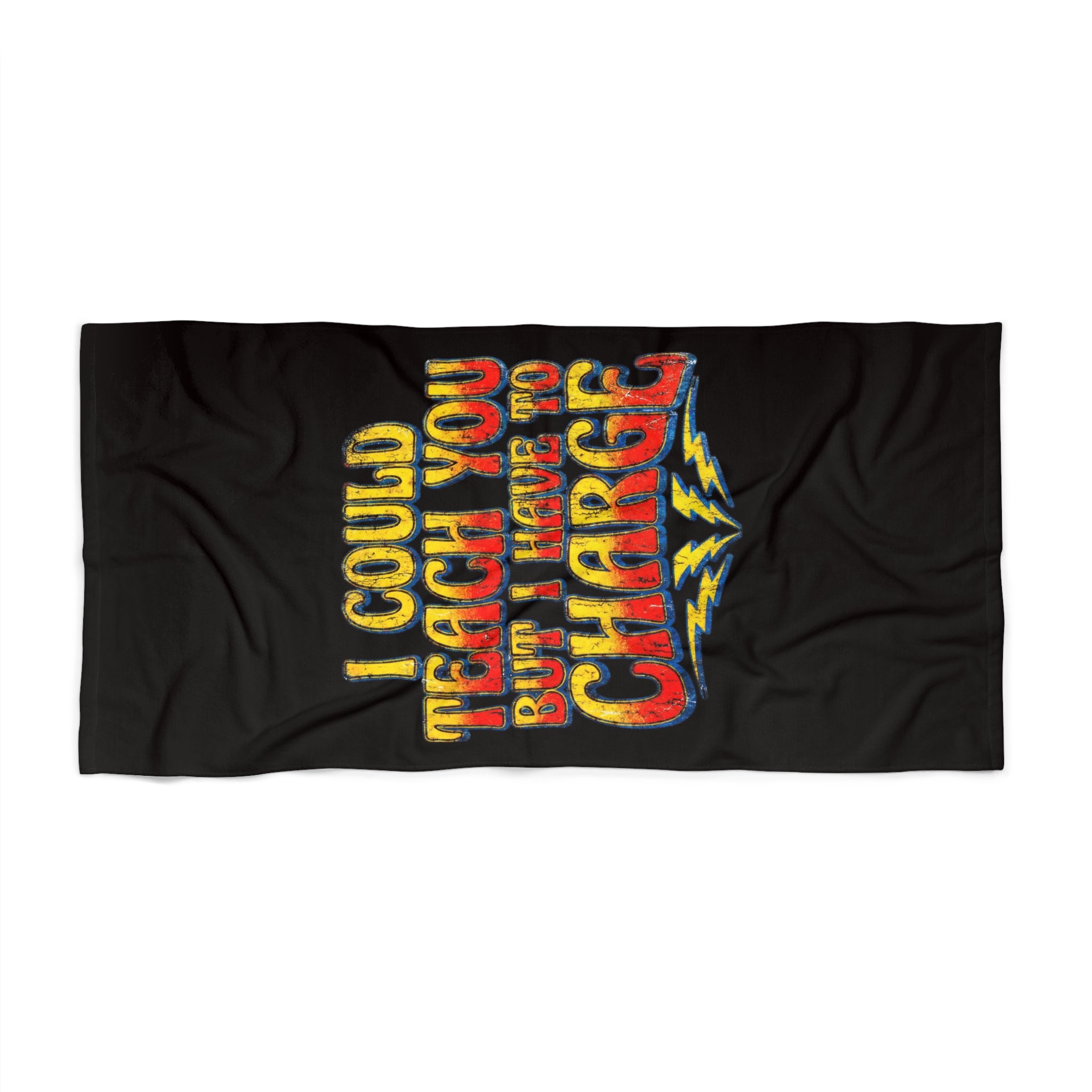 I Could Teach You More Beach Towel — Retro Lightning Graphic