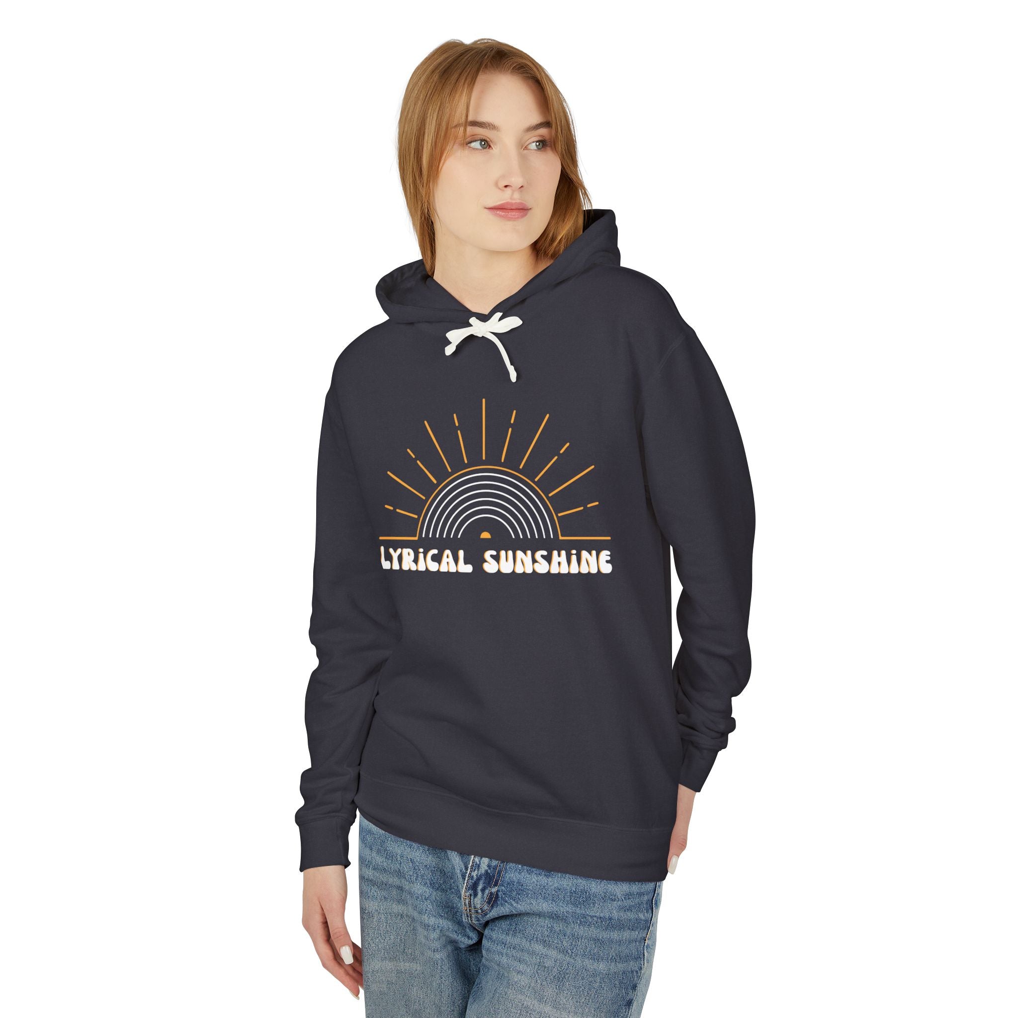Lyrical Sunshine Hoodie Retro Sun Graphic Lightweight Hooded Sweatshirt