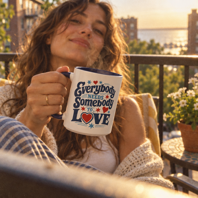 Everybody Needs Somebody to Love Mug — Romantic Red & Blue Accent Coffee Cup (11/15oz)