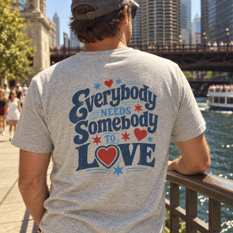 Everybody Needs Somebody to Love Tee — Retro Heart Typography T-Shirt