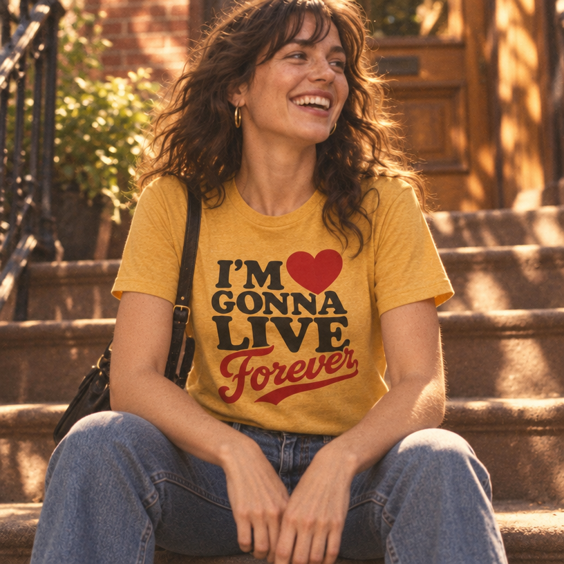 I’m  Gonna Live Forever T-Shirt — Retro Motivational Graphic Tee