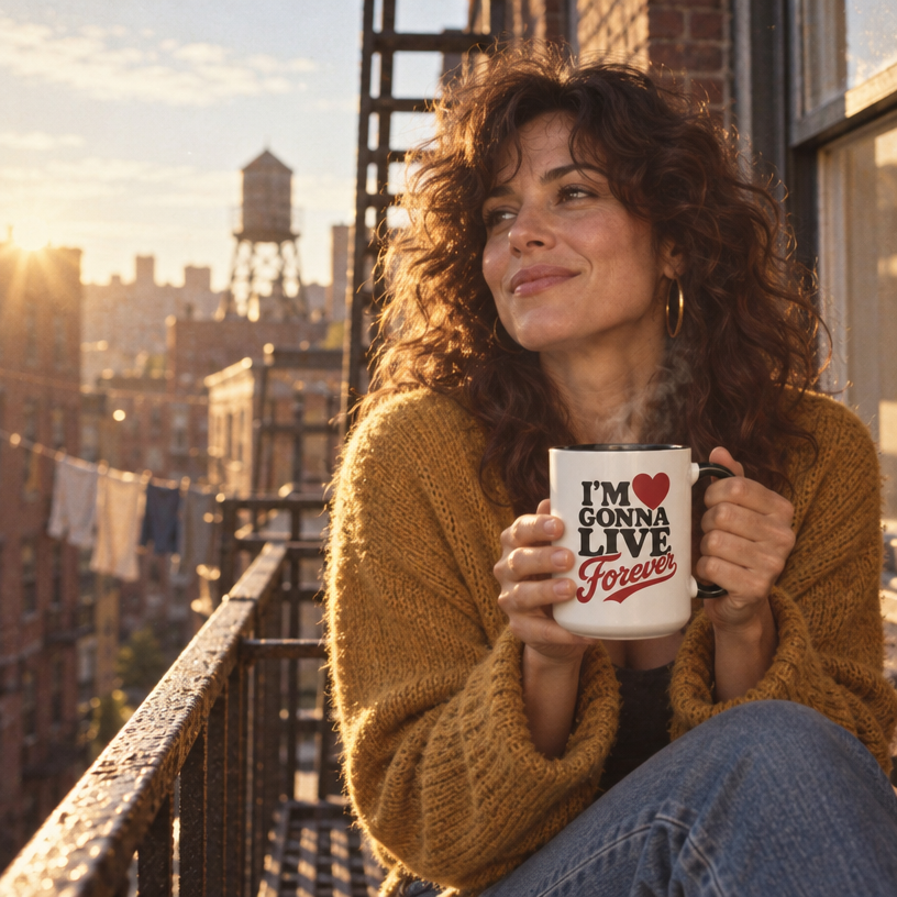 Accent Coffee Mug — "I'm  Gonna Live Forever" Inspirational Coffee Mug