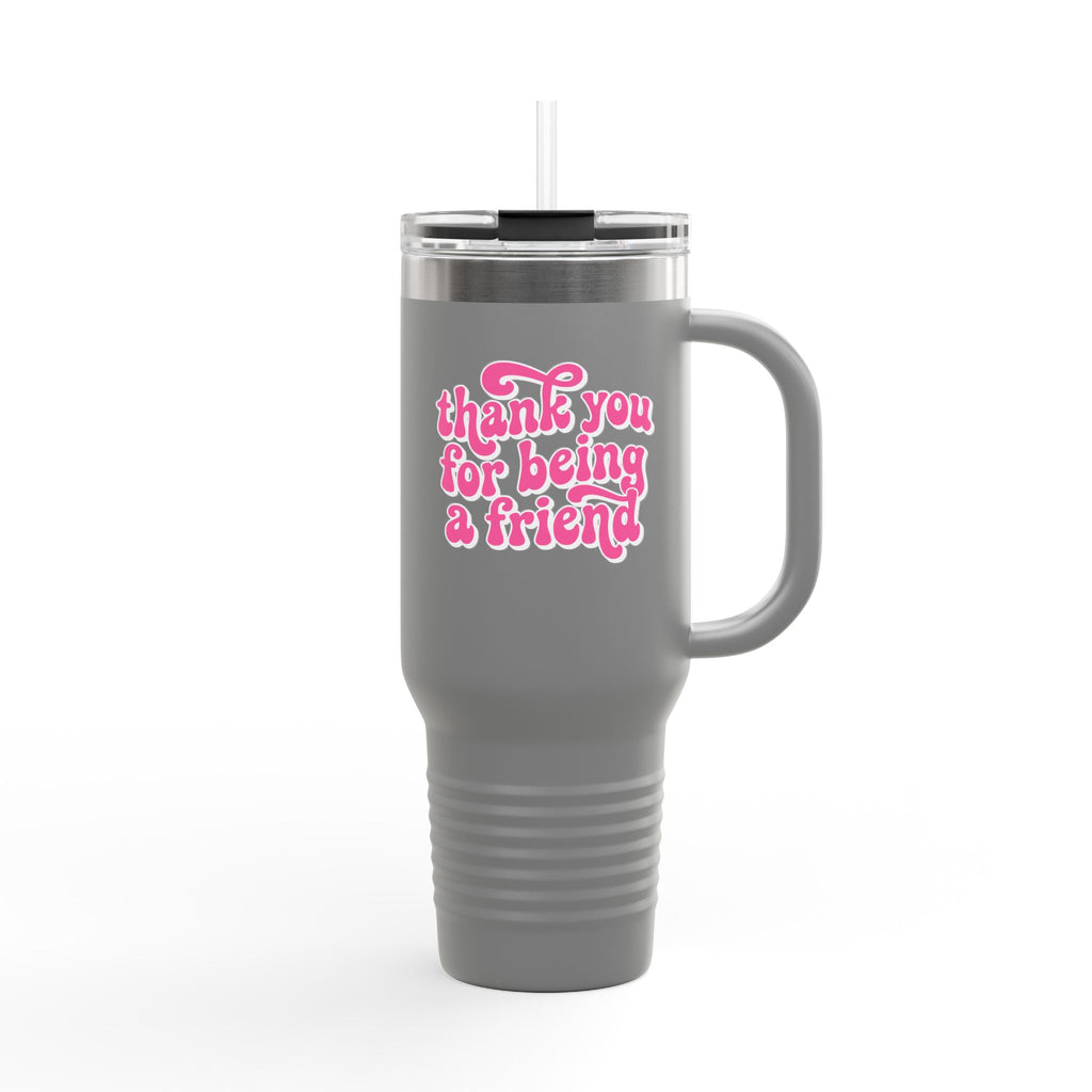40oz Insulated Travel Mug — Pink Retro "Thank You For Being A Friend" Design