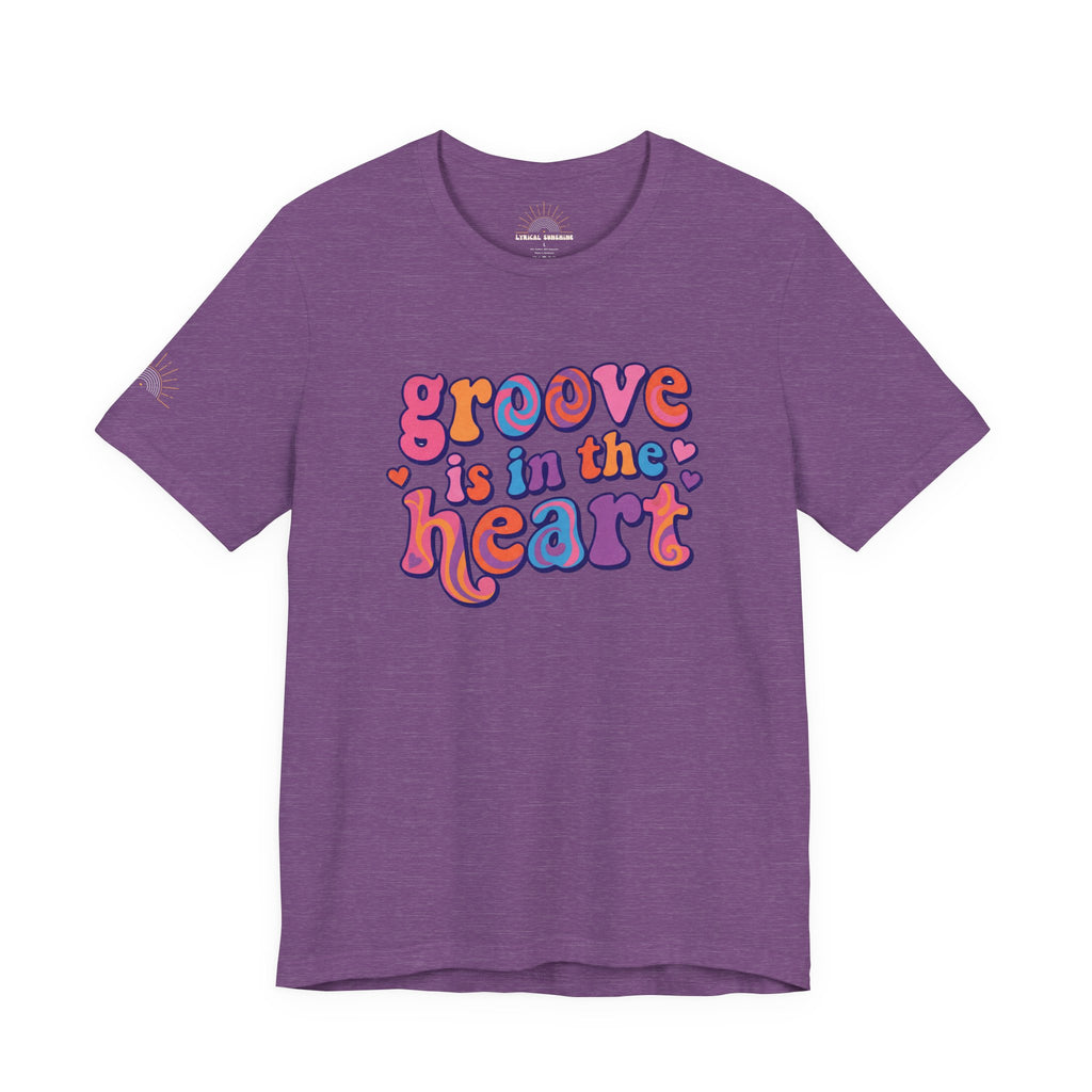 Groove Is in the Heart T‑Shirt — Retro 70s Psychedelic Heart Graphic Tee