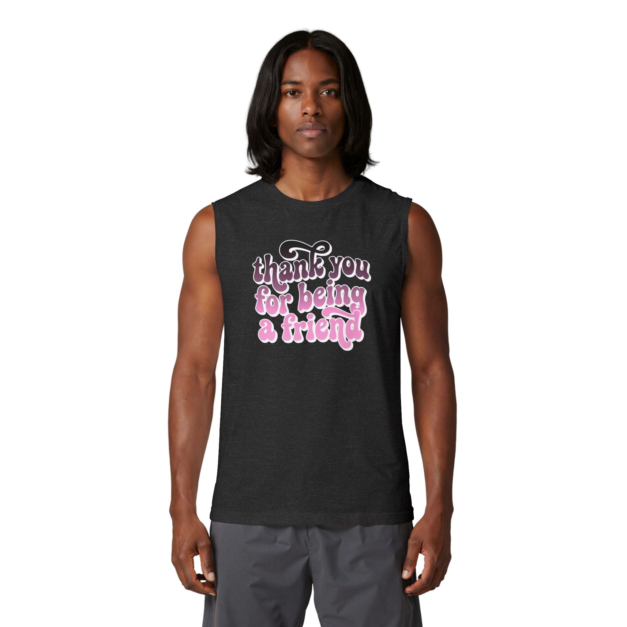 Thank You For Being A Friend Muscle Tank — Retro Friendship Graphic Tank Top