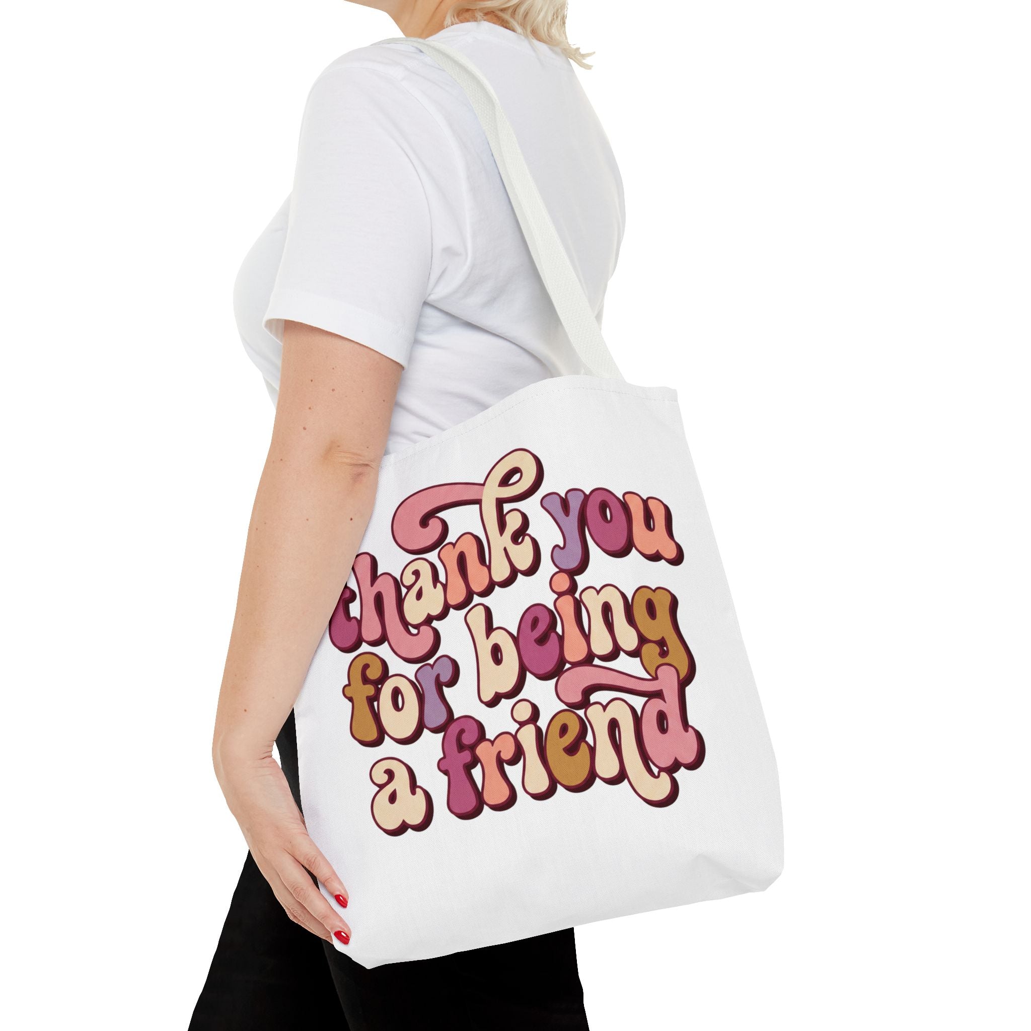 Thank You for Being a Friend Tote Bag — Retro Friendship Gift, 70s Groovy Thank You Design