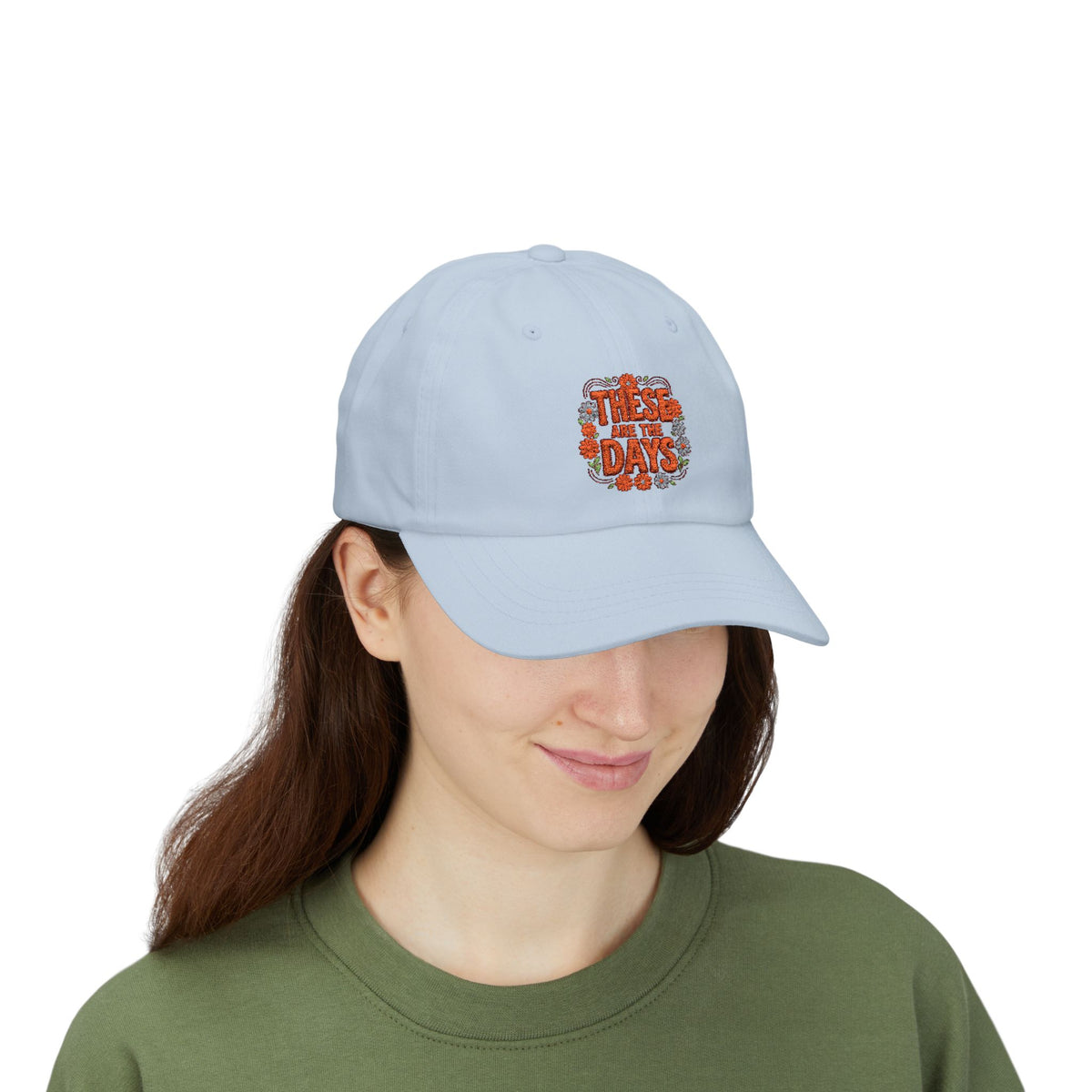 Dad Cap — 'These Are Days' Retro Floral Embroidered Baseball Hat