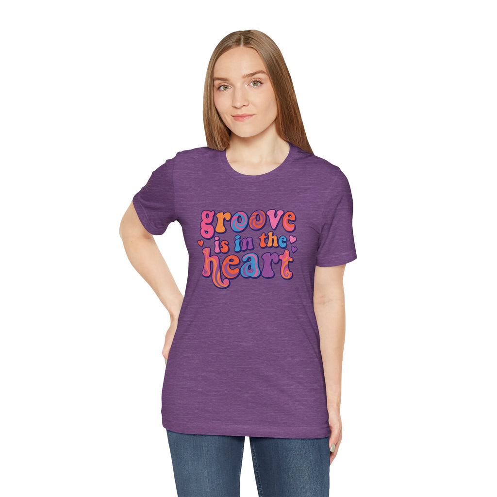 Groove Is in the Heart T‑Shirt — Retro 70s Psychedelic Heart Graphic Tee