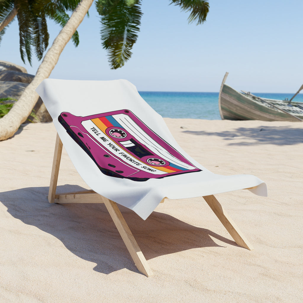 Retro Cassette 'Tell Me Your Favorite Song' Beach Towel