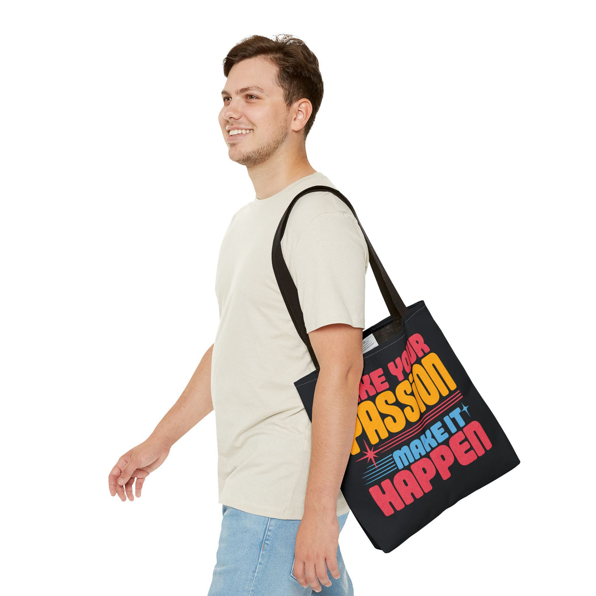 Motivational Tote Bag — "Take Your Passion Make It Happen" Retro Design