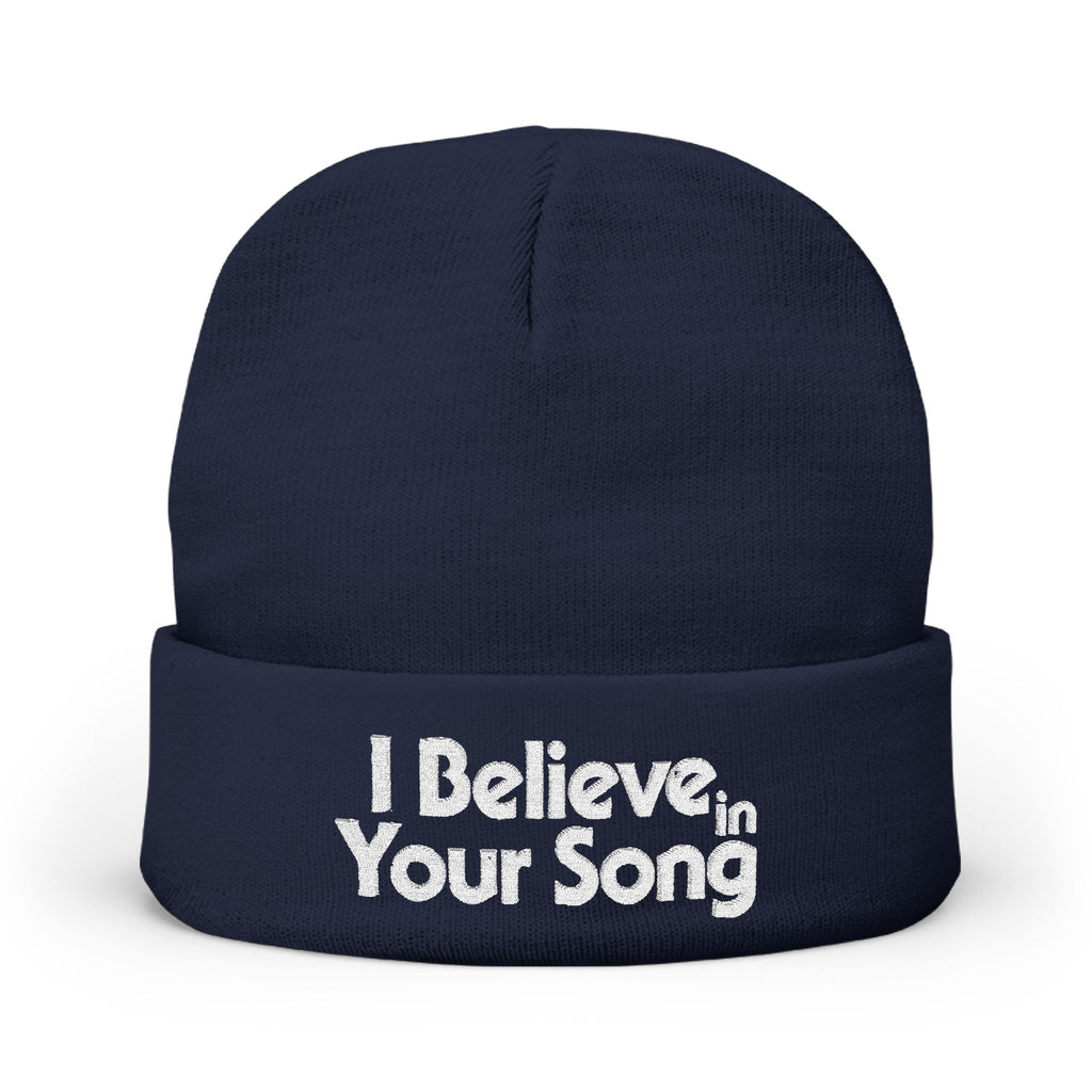 I Believe in Your Song Embroidered Knit Beanie