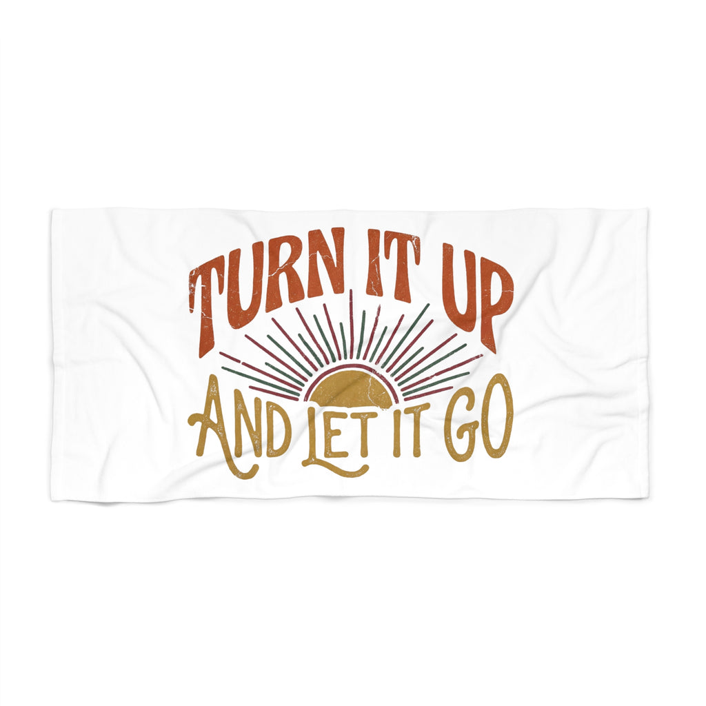 Turn It Up and Let It Go Beach Towel – Vintage Sunrise Music Vibes