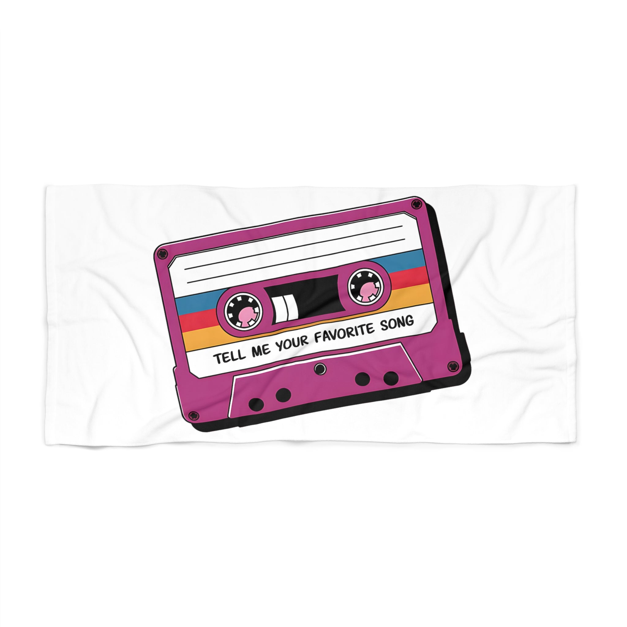 Retro Cassette 'Tell Me Your Favorite Song' Beach Towel